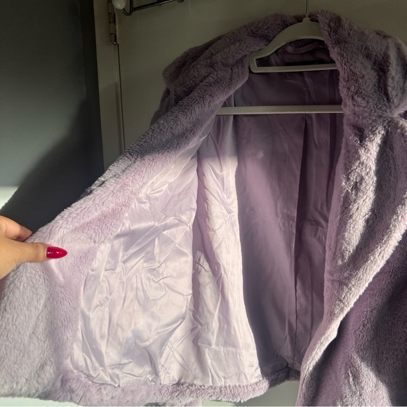 Women's Winter Cropped Faux Fur Bolero Jacket Notch Lapel Collar Dropped Coat - Picture 15 of 16